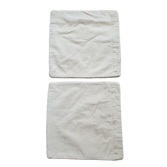 2x West Elm Brown White Trim Square Pillow Shams 20x20 Set Lot Cotton FLAW - Picture 2 of 7